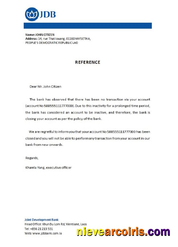 Laos Joint Development Bank closure reference